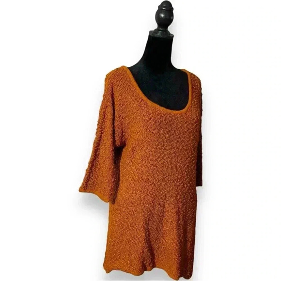 Soft Surroundings Burnt Orange 3/4 Sleeve Relaxed Fit Long Sweater or Minidress - Picture 2 of 14